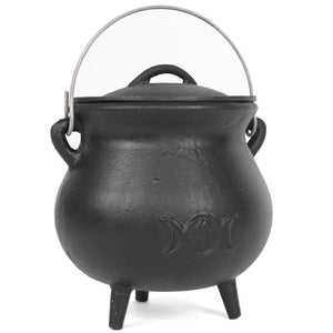 19cm Cast Iron Cauldron With Triple Moon