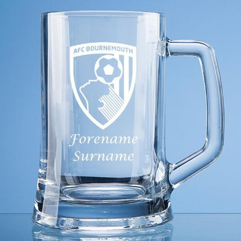 Personalised AFC Bournemouth Large Tankard Glass