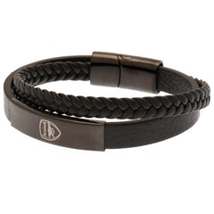 Arsenal FC Black IP Leather Bracelet  - Official Merchandise Gifts