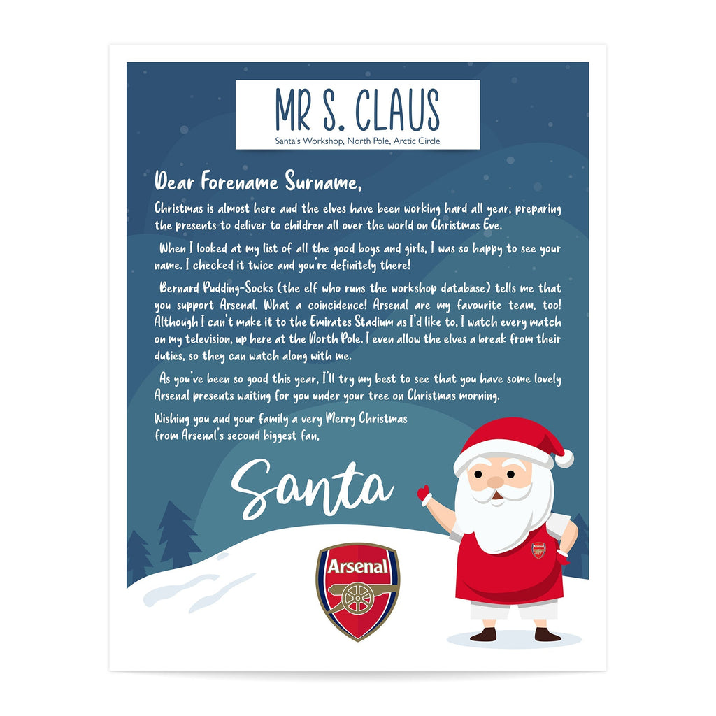Arsenal FC Personalised Letter from Santa