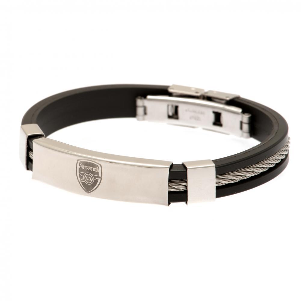 Arsenal FC Silver Inlay Silicone Bracelet  - Official Merchandise Gifts