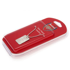 Arsenal FC Silver Plated Dog Tag & Chain  - Official Merchandise Gifts