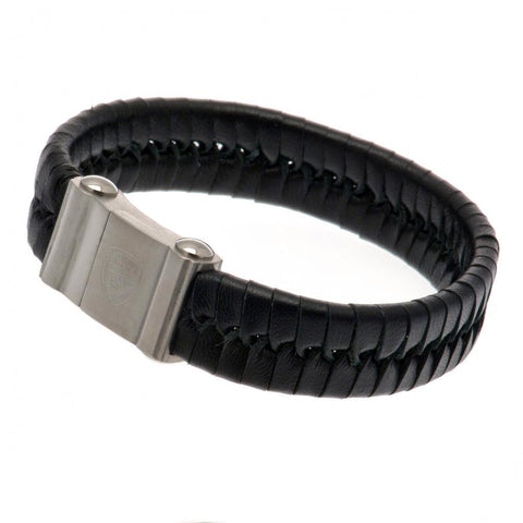 Arsenal FC Single Plait Leather Bracelet  - Official Merchandise Gifts