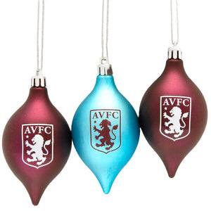 Aston Villa FC 3pk Vintage Baubles  - Official Merchandise Gifts