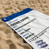 Birmingham City Beach Towel (Personalised Fans Ticket Design)