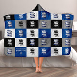 Birmingham City Personalised Adult Hooded Fleece Blanket - Chequered