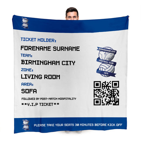 Birmingham City Personalised Fleece Blanket (Fans Ticket Design)