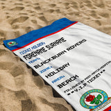 Blackburn Rovers Beach Towel (Personalised Fans Ticket Design)