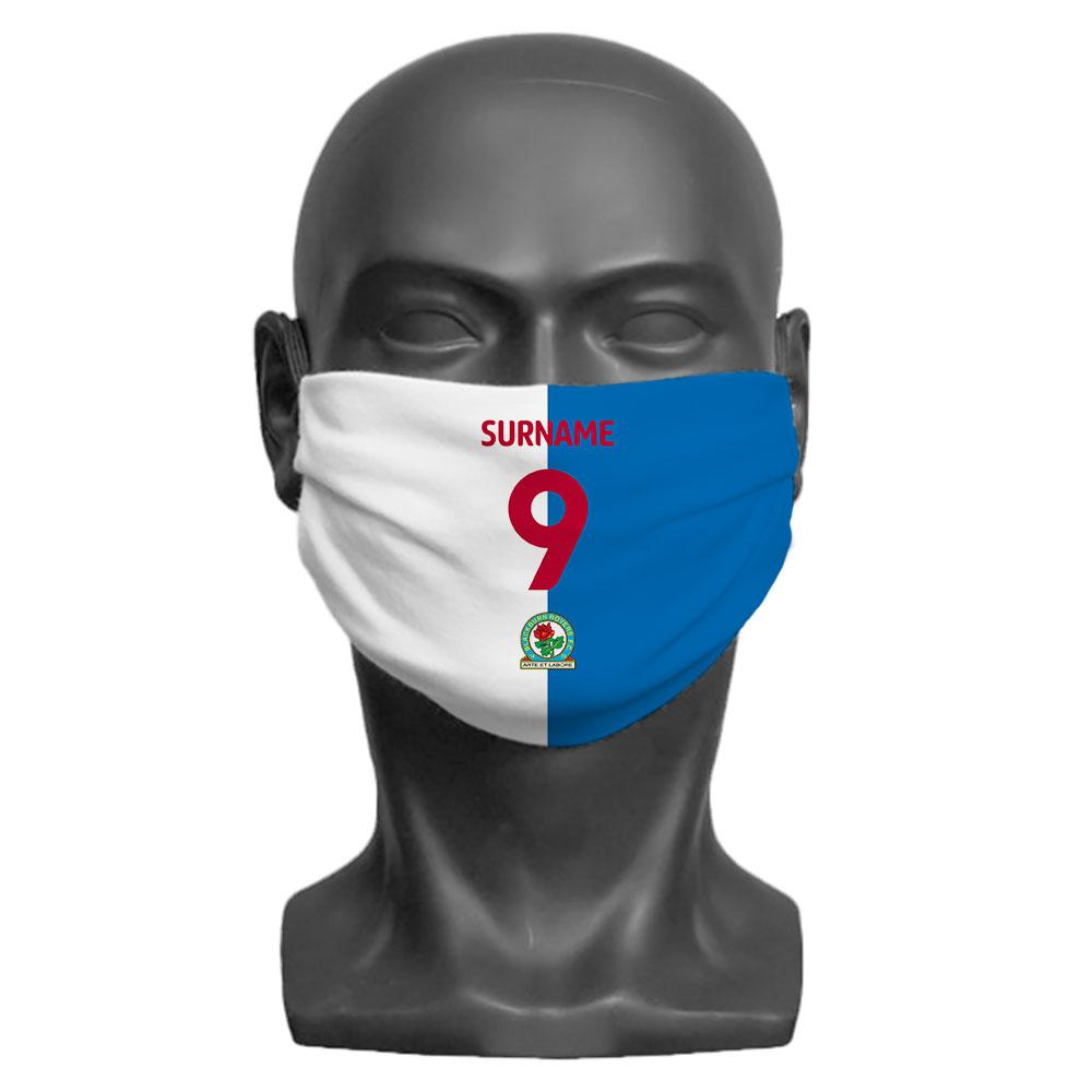 Blackburn Rovers FC Back of Shirt Personalised Face Mask