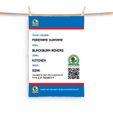 Blackburn Rovers Tea Towel - Personalised (Fans Ticket Design)
