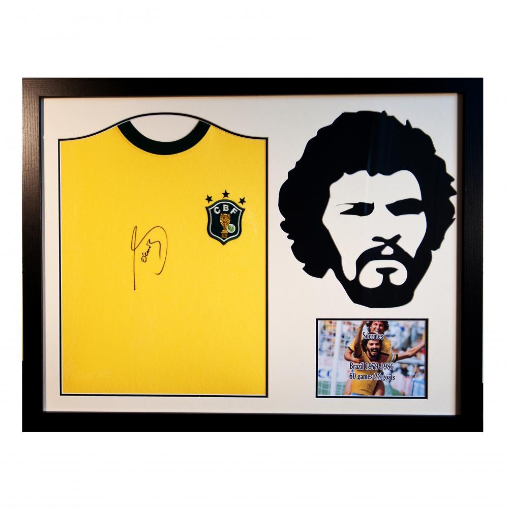 Brasil Socrates Signed Shirt Silhouette  - Official Merchandise Gifts