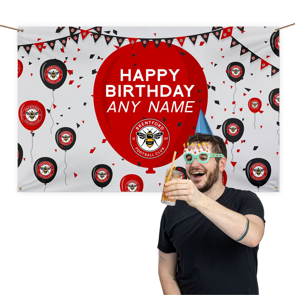 Brentford FC Personalised Banner (5ft x 3ft, Balloons Design)