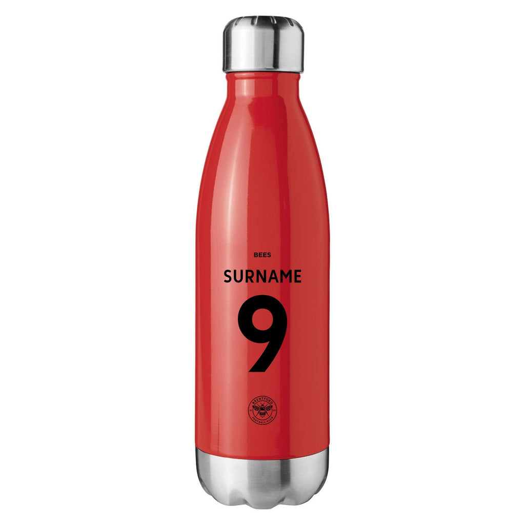 Brentford FC Personalised Red Insulated Water Bottle