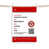 Brentford FC Tea Towel - Personalised (Fans Ticket Design)