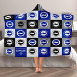 Brighton & Hove Albion Personalised Adult Hooded Fleece Blanket - Chequered