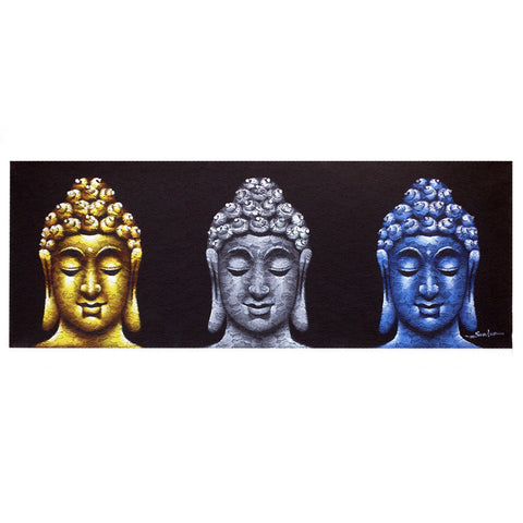 Buddha Painting - Three Heads Black