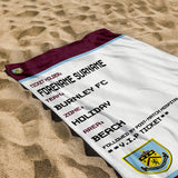 Burnley FC Beach Towel (Personalised Fans Ticket Design)