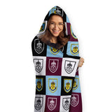 Burnley FC Personalised Adult Hooded Fleece Blanket - Chequered
