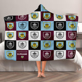 Burnley FC Personalised Adult Hooded Fleece Blanket - Chequered