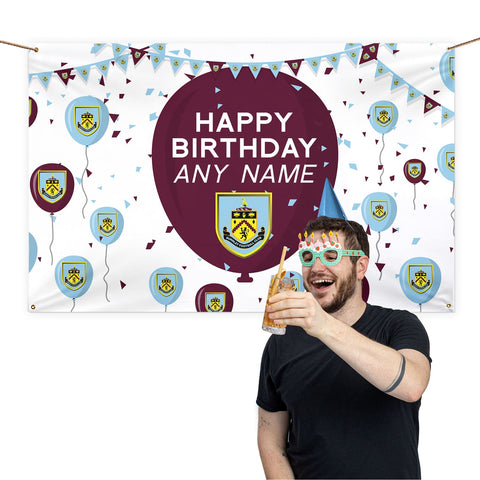 Burnley FC Personalised Banner (5ft x 3ft, Balloons Design)