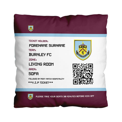 Burnley FC Personalised Cushion - Fans Ticket (18")