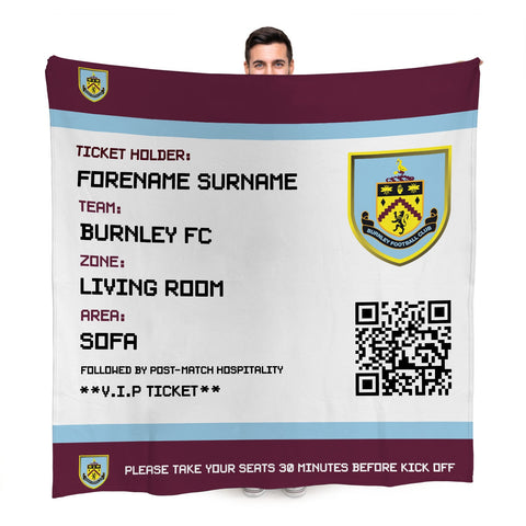 Burnley FC Personalised Fleece Blanket (Fans Ticket Design)