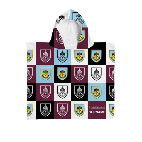 Burnley FC Personalised Kids' Hooded Towel - Chequered