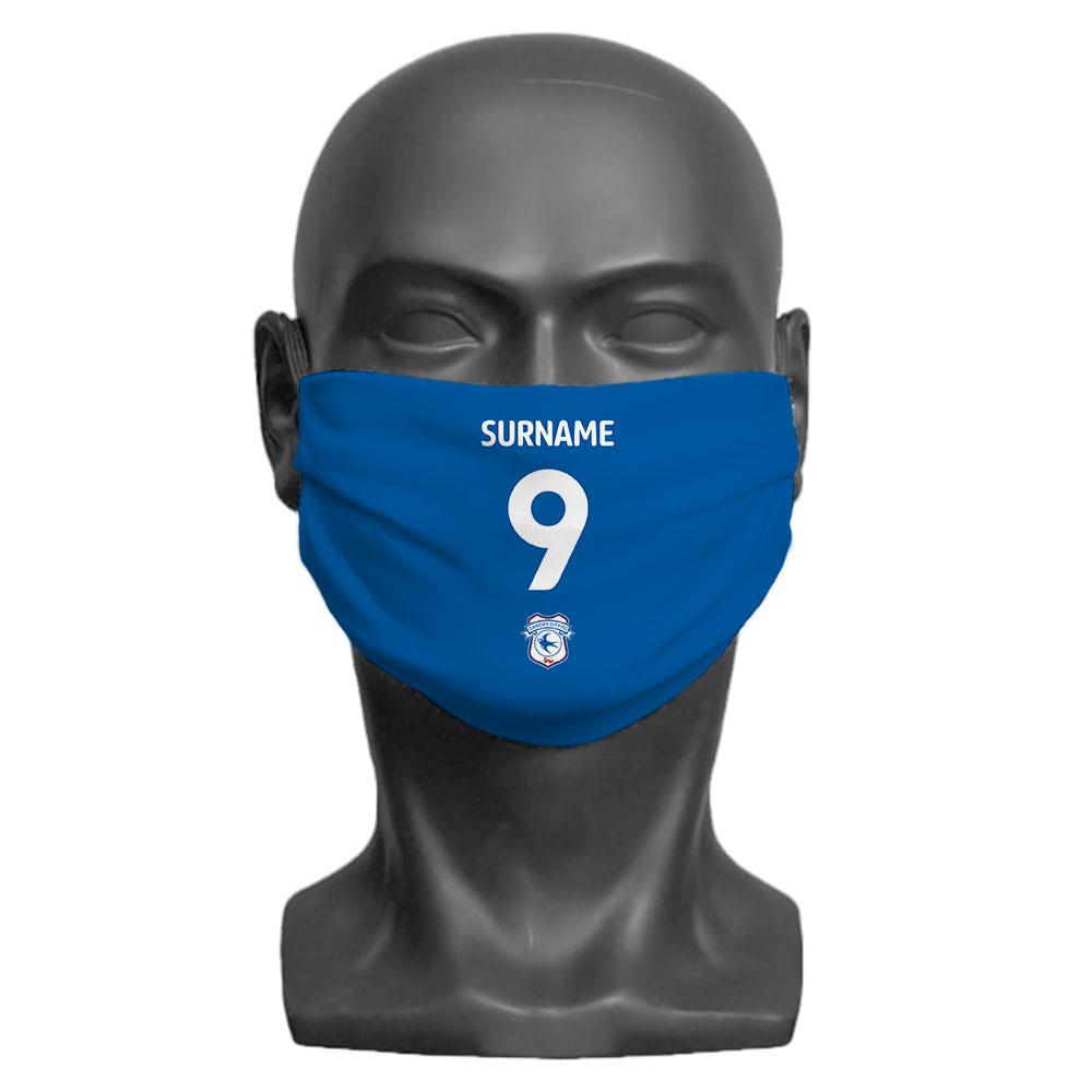 Cardiff City FC Back of Shirt Personalised Face Mask