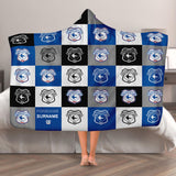 Cardiff City Personalised Adult Hooded Fleece Blanket - Chequered