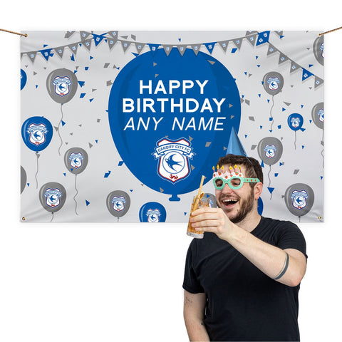 Cardiff City Personalised Banner (5ft x 3ft, Balloons Design)