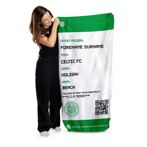 Celtic FC Beach Towel (Personalised Fans Ticket Design)