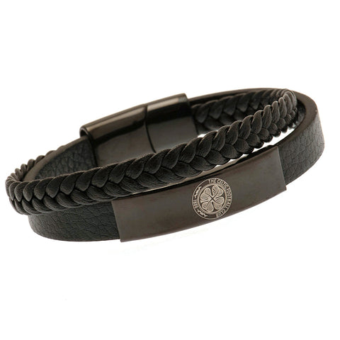 Celtic FC Black IP Leather Bracelet  - Official Merchandise Gifts