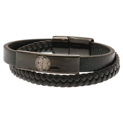 Celtic FC Black IP Leather Bracelet  - Official Merchandise Gifts