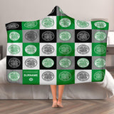 Celtic FC Personalised Adult Hooded Fleece Blanket - Chequered
