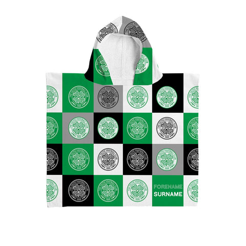 Celtic FC Personalised Kids' Hooded Towel - Chequered