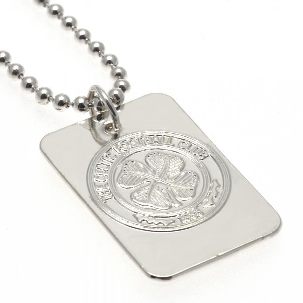 Celtic FC Silver Plated Dog Tag & Chain  - Official Merchandise Gifts