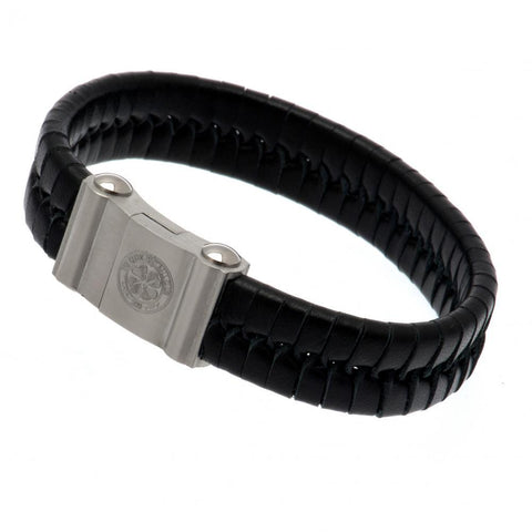 Celtic FC Single Plait Leather Bracelet  - Official Merchandise Gifts
