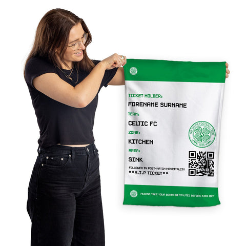 Celtic FC Tea Towel - Personalised (Fans Ticket Design)