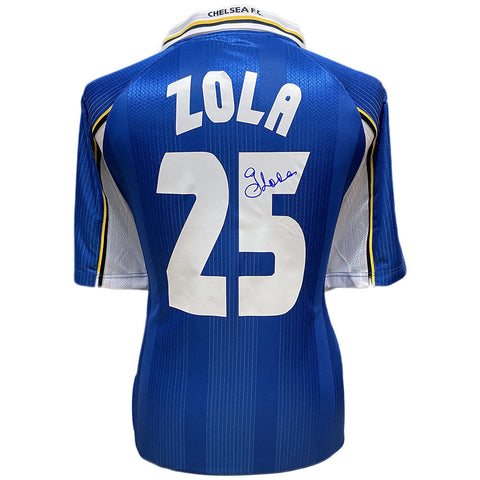 Chelsea FC 1998 UEFA Cup Winners' Cup Final Zola Signed Shirt  - Official Merchandise Gifts