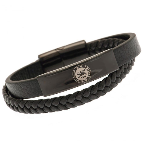 Chelsea FC Black IP Leather Bracelet  - Official Merchandise Gifts
