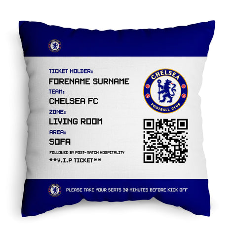 Chelsea FC Personalised Cushion - Fans Ticket (18 inches)