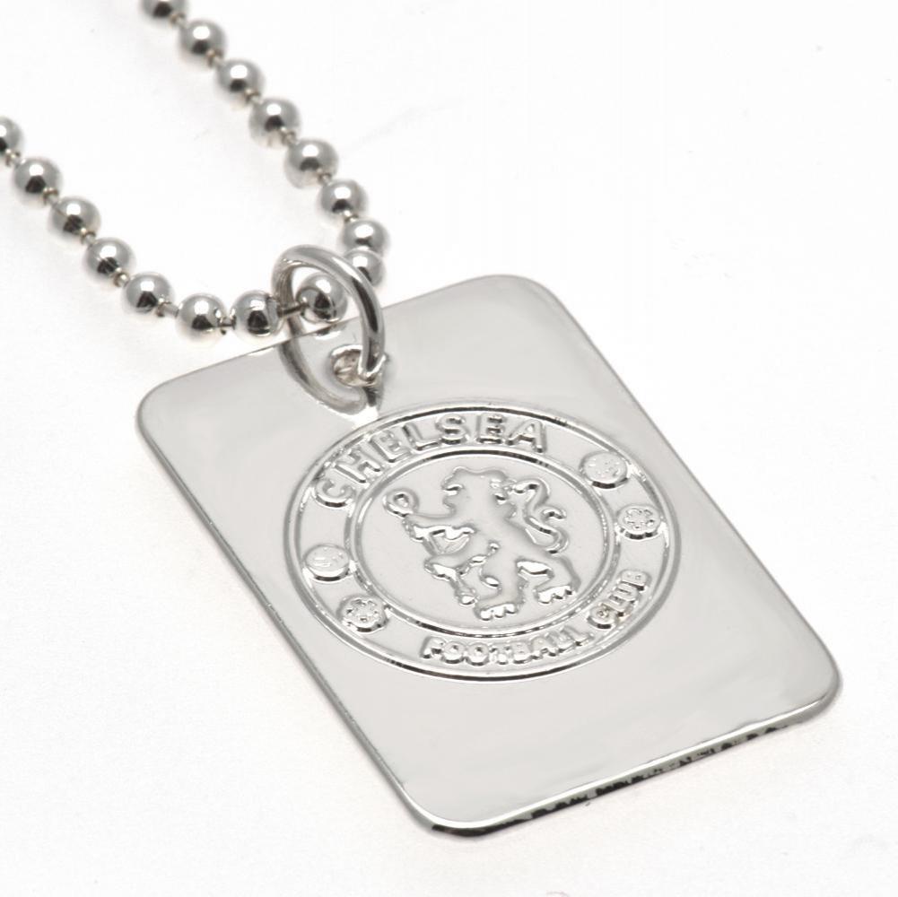 Chelsea FC Silver Plated Dog Tag & Chain  - Official Merchandise Gifts