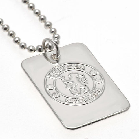 Chelsea FC Silver Plated Dog Tag & Chain  - Official Merchandise Gifts