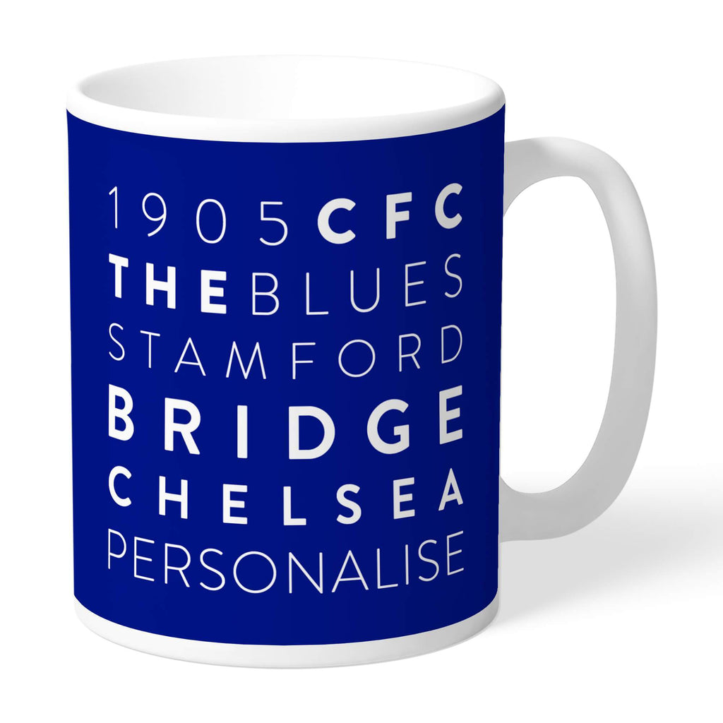 Personalised Chelsea FC Word Collage Mug