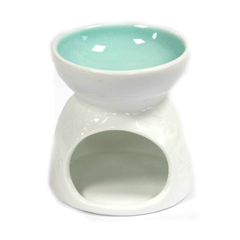Classic White Oil Burner - Floral with Teal Well