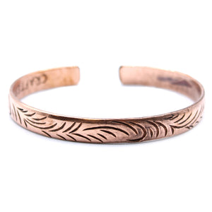 Copper Tibetan Bracelet - Slim Tribal  Swirls