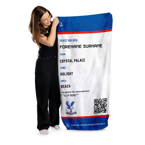 Crystal Palace Beach Towel (Personalised Fans Ticket Design)