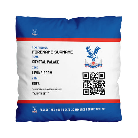 Crystal Palace Personalised Cushion - Fans Ticket (18")