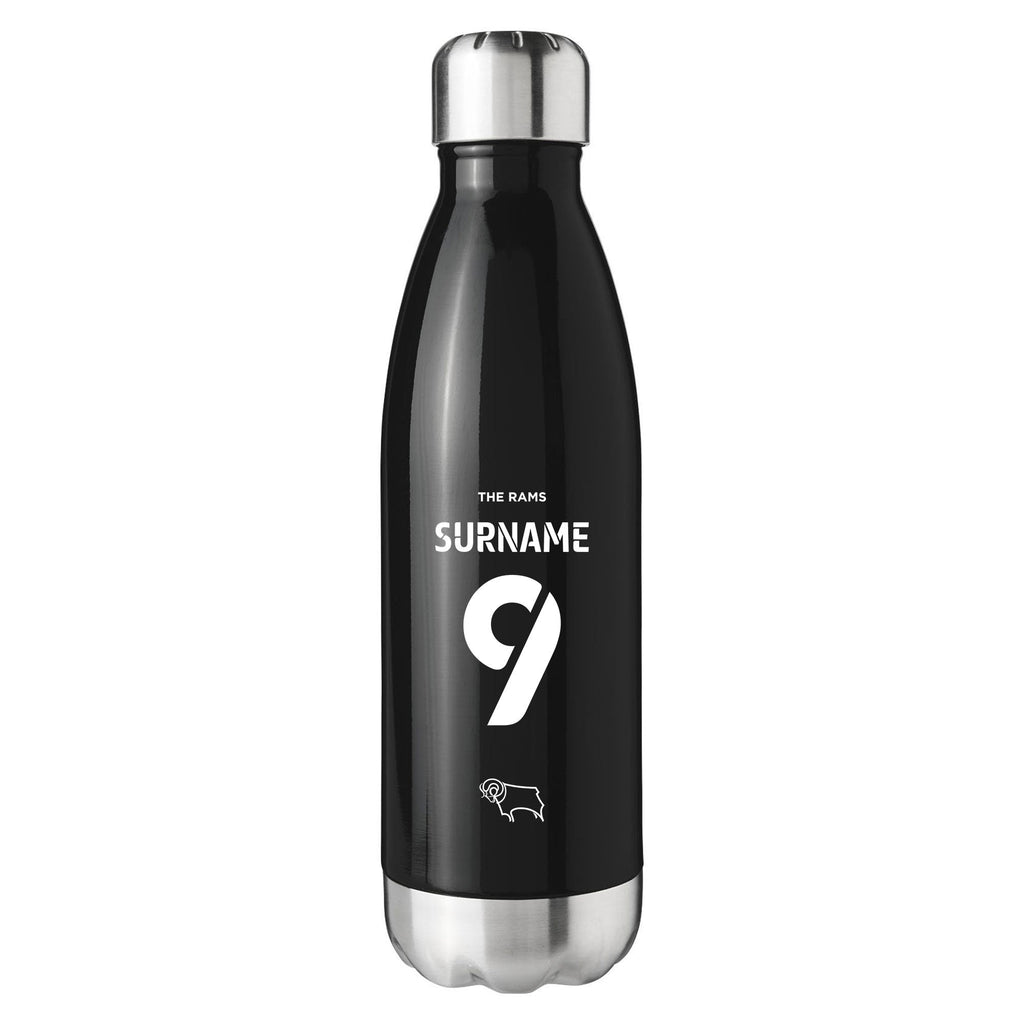 Derby County Back of Shirt Black Insulated Water Bottle