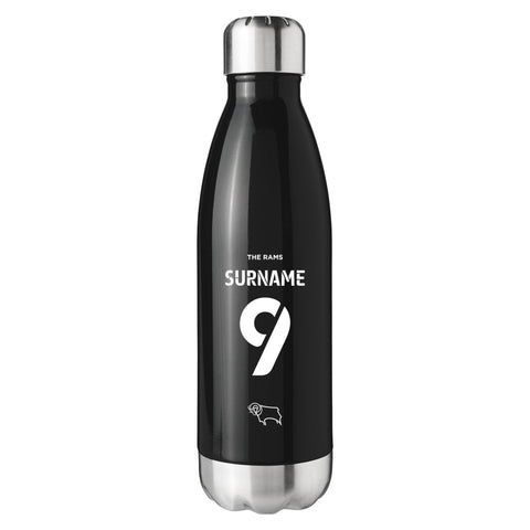 Derby County Back of Shirt Black Insulated Water Bottle